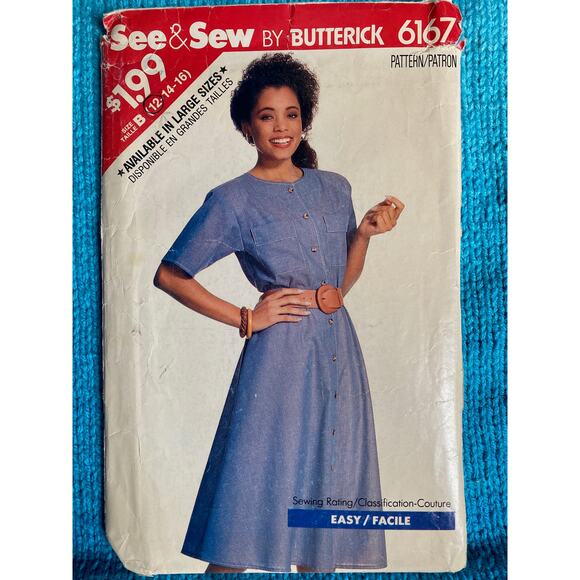 Butterick Sewing pattern 6167 dress shirt sz 12 - Picture 1 of 6